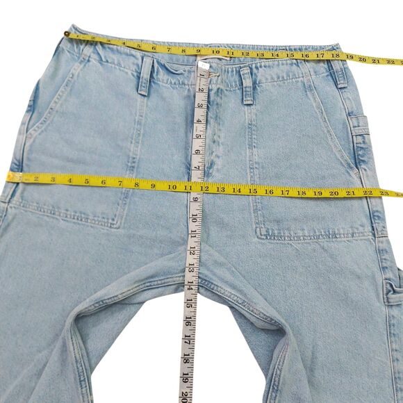 We The Free Jeans Womens 32 Blue Wide Leg Slouchy Baggy Cuffed Major Leagues - Picture 11 of 12